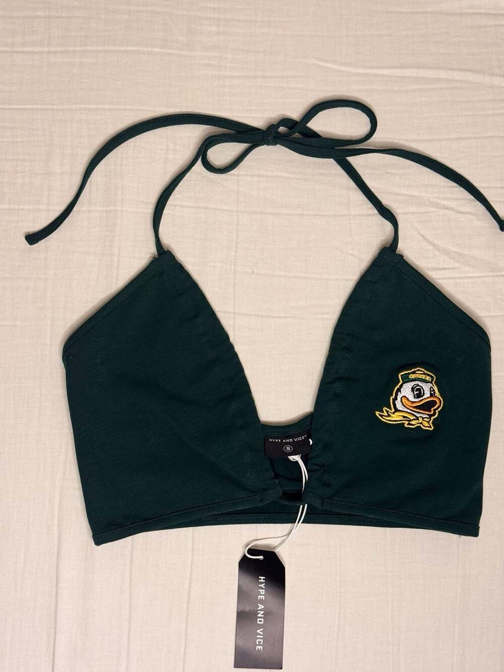 Hype and Vice University of Oregon Ducks Halter Crop Top Size S.
